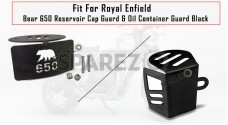 Fit For Royal Enfield Bear 650 Reservoir Cap Guard and Oil Container Guard Black - SPAREZO